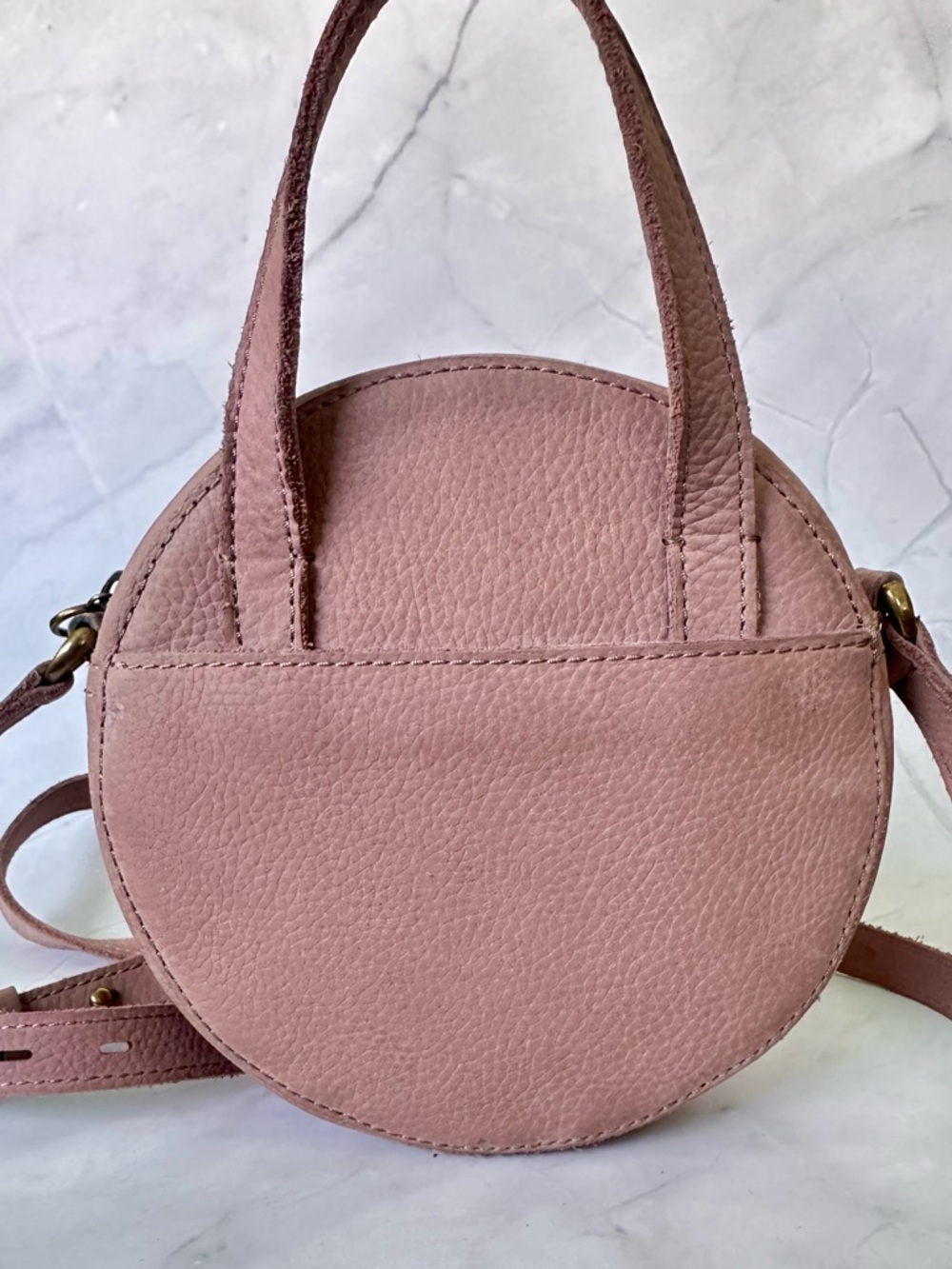 Madewell Antique Purple Circle Crossbody Bag Leather Round Mini Purse Boho